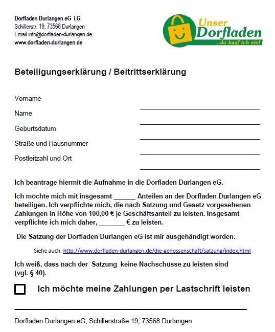 Beitrittserklärung