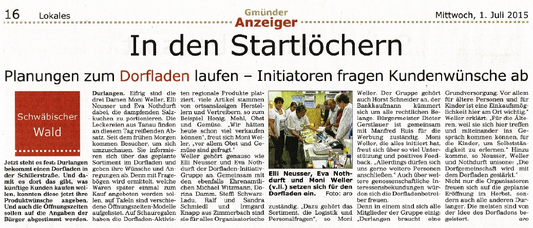 Gmünder Anzeiger vom 01.07.2015