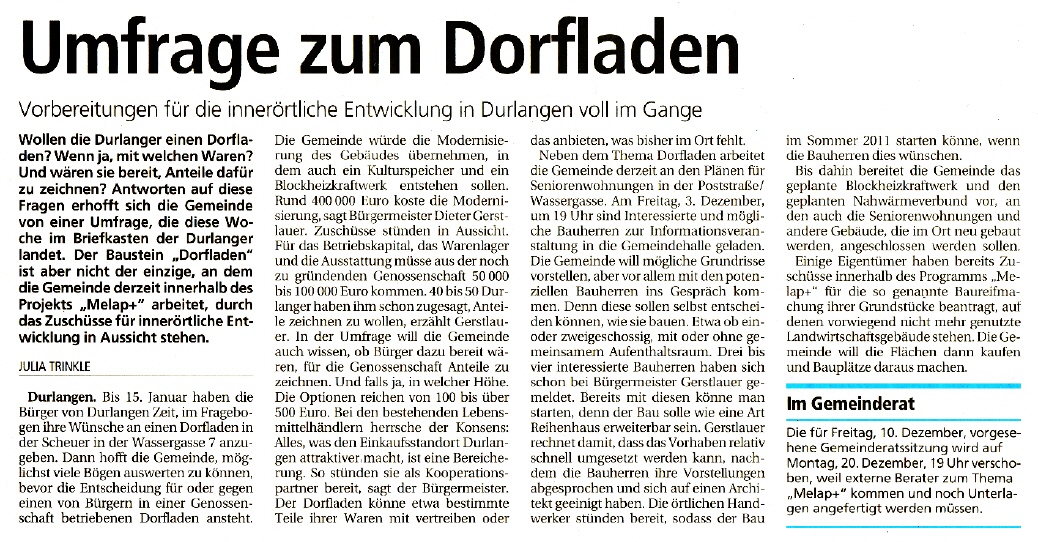 Gmünder Tagespost vom 01.12.2010