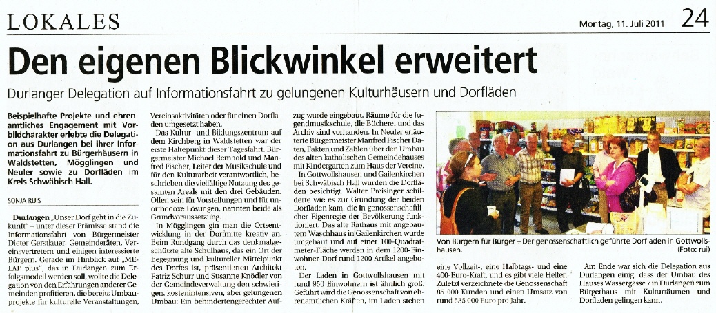 Gmünder Tagespost vom 11.07.2011